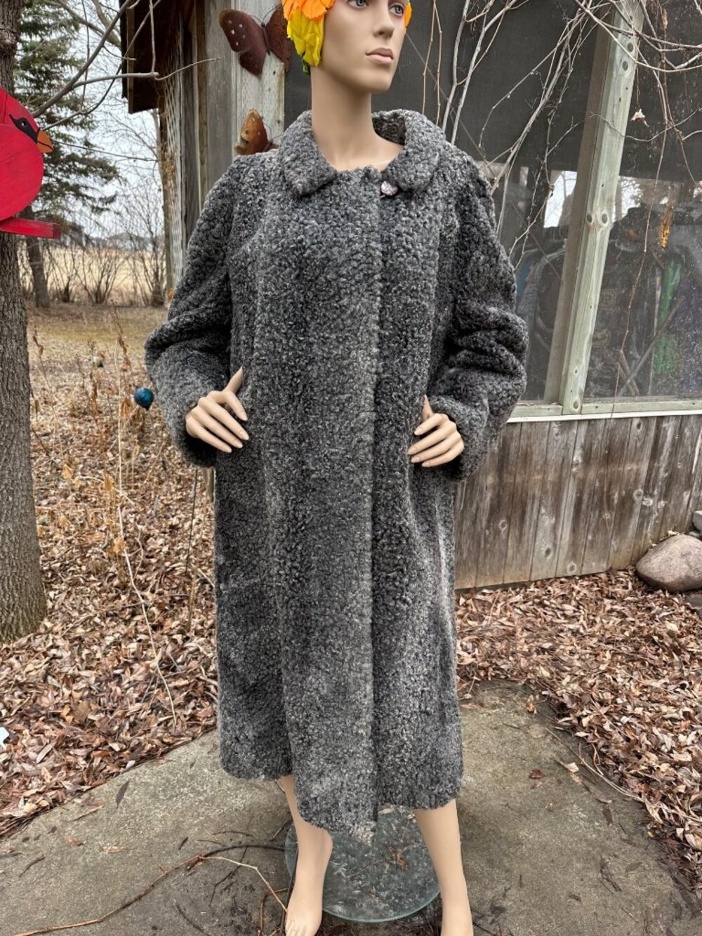 50s 60s Pels-Koch Nurnberg Persian Curly Lamb Grey Waist 62"